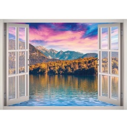 Lake Bohinj Slovenia View Window 3D Wall Decal Art Removable Wallpaper Mural Sticker Vinyl Home Decor - thumbnail 2