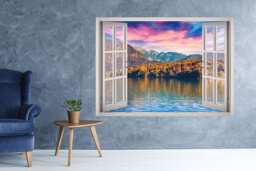Lake Bohinj Slovenia View Window 3D Wall Decal Art Removable Wallpaper Mural Sticker Vinyl Home Decor - thumbnail 1