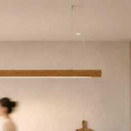 Dimmable Wooden Linear Pendant Light - High Brightness Dining Room & Kitchen Island Lighting - thumbnail 3
