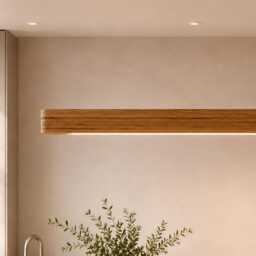 Dimmable Wooden Linear Pendant Light - High Brightness Dining Room & Kitchen Island Lighting - thumbnail 2