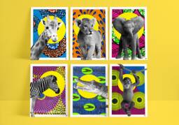 Safari Animal Nursery Art Prints African Fabric Decor, Set Of 3 Or 6 - thumbnail 1