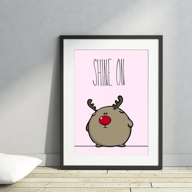 Rudolph The Red Nosed Reindeer Poster Nursery Wall Art Cute Woodland Christmas Decor Printable Baby Room Decoration - image 1