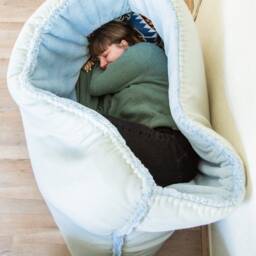 Pre-Order Tweed Floof For People - Escape Den Cuddle Cave Dog Bed Humans Floor Pillow Lounge People Pocket - thumbnail 4