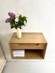 Floating Nightstand With Drawer, Mid Century Wall Mounted Shelf, Scandinavian Bed Side Table For Bedroom, Bedside Modern - thumbnail 1