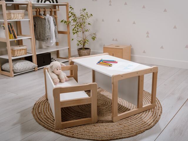 Montessori Beechwood Desk & Bench Set Multifunctional Kids Furniture - image 1