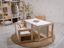 Montessori Beechwood Desk & Bench Set Multifunctional Kids Furniture - thumbnail 1