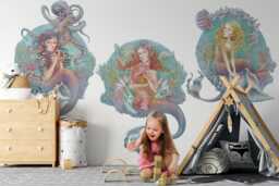The Little Mermaids Wall Stickers For Children's Room, Pastel Kids Room Decor, Fantastic Decal Baby Self Adhesive - thumbnail 1