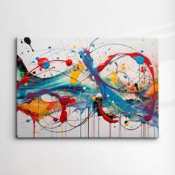 Colorful Paint Splash Abstract Oil Painting Splatter Style Wall Art, Framed Canvas Poster Print, Home Kitchen Office Room Decor, Gifts - thumbnail 3