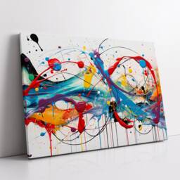 Colorful Paint Splash Abstract Oil Painting Splatter Style Wall Art, Framed Canvas Poster Print, Home Kitchen Office Room Decor, Gifts - thumbnail 2