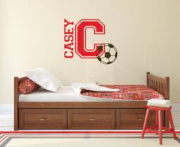 Soccer Ball Decal, Name Wall Decals, Decor, Personalized Sports Boys Room Wall Letters For Nursery 396 - thumbnail 1