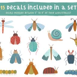Bug Wall Decals - Insect Art, Nursery Decor, Kids Room Decal, Reusable & Removable Stickers - thumbnail 2
