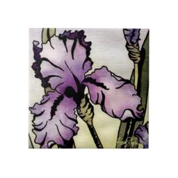 Ceramic Tile, Purplie Iris Coaster, Flower Art Print Best Selling Item On 4 Or 6 Inch Gloss Tile With Optional Easel - thumbnail 2