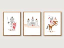 Poster Set Knights A4 - Print Children's Nursery Child Knight's Castle -- Heart & Paper - thumbnail 1