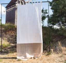 White Tyvek Linen Curtain, Scandinavian Window Panel - thumbnail 1