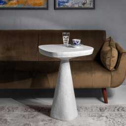 Concrete Pedestal Accent Table, Tall Sculptural Side Brutalist Modern Minimalist Furniture - thumbnail 2