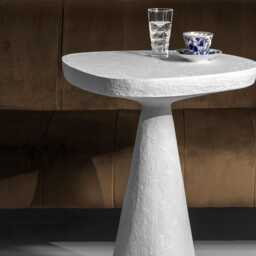 Concrete Pedestal Accent Table, Tall Sculptural Side Brutalist Modern Minimalist Furniture - thumbnail 3