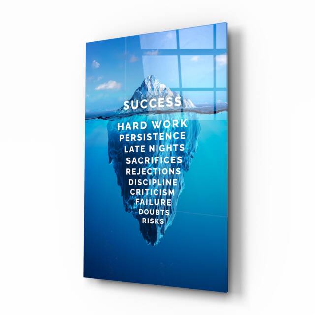 The Iceberg Of Success Glass Wall Art - Tempered Printing, Motivational Inspirational Decor - image 1