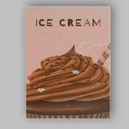 Chocolate Soft Serve Ice Cream Dessert Illustration Canvas Wall Art Print Decor Picture Ready To Hang
