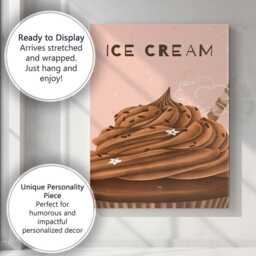 Chocolate Soft Serve Ice Cream Dessert Illustration Canvas Wall Art Print Decor Picture Ready To Hang - thumbnail 3