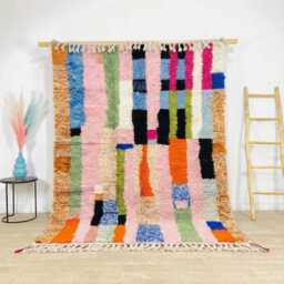 Moroccan Rug With Colorful Zigzag Patterns - Large 9x12 Area Handmade Berber Shag Soft High Pile Wool Design - thumbnail 1