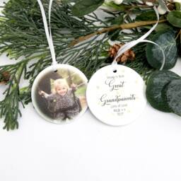 Personalised Ceramic Tree Decoration Bauble Grandparent Great Gift Stocking Filler Present Secret Santa Your Photo Snowflake - thumbnail 1
