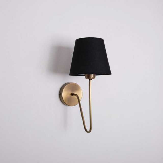 Brass Wall Sconce With Linen Shade Mid Century Modern Farmhouse Lamp Vintage Bedside Light Minimalist Bedroom Handmade - image 1
