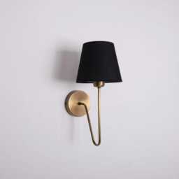 Brass Wall Sconce With Linen Shade Mid Century Modern Farmhouse Lamp Vintage Bedside Light Minimalist Bedroom Handmade - thumbnail 1