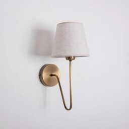 Brass Wall Sconce With Linen Shade Mid Century Modern Farmhouse Lamp Vintage Bedside Light Minimalist Bedroom Handmade - thumbnail 2