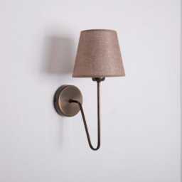 Brass Wall Sconce With Linen Shade Mid Century Modern Farmhouse Lamp Vintage Bedside Light Minimalist Bedroom Handmade - thumbnail 3