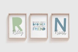 3 Boys Bedroom Prints, Personalised Name Bedroom Decor, Sibling Twin Nursery Wall Art - thumbnail 1