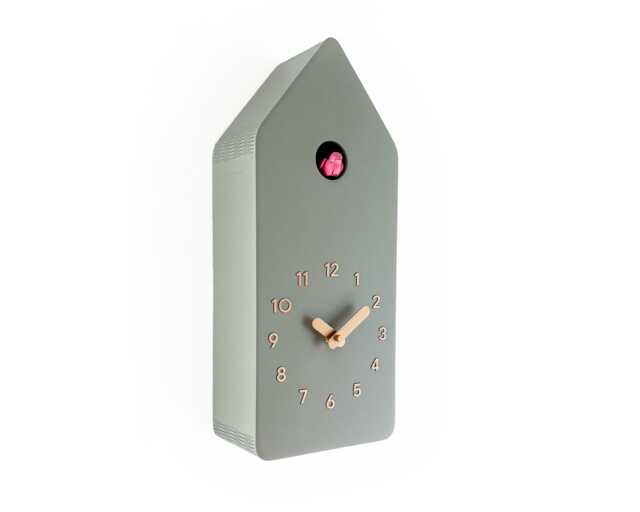 Cuckoo Clock - Sage With Brass Painted Accessories & Gum Pink Bird - image 1