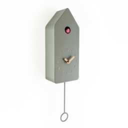 Cuckoo Clock - Sage With Brass Painted Accessories & Gum Pink Bird - thumbnail 2