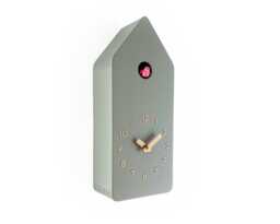 Cuckoo Clock - Sage With Brass Painted Accessories & Gum Pink Bird