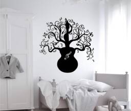 Guiter Music Tree Vinyl Wall Art, Decal, Sticker, Transfer, Mural, Removable, Decoration, Rent Friendly, Interior, Exterior, - 0764 - thumbnail 1