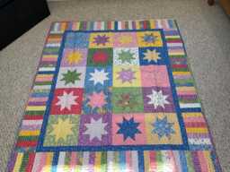 Handmade Star Quilt, Pastel Colors, Crib Size Throw