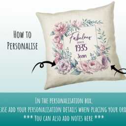 90Th Birthday Gift For Women - Personalised 1935 Cushion Age 90 Her Ladies Floral Design Mum Nan Gran Ninety Bnr90C - thumbnail 3