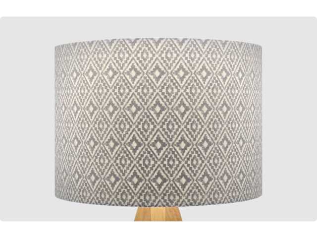 Ikat Grey Geo Lampshade Table Floor Lamp/Ceiling Pendant Small Medium Large 15cm 20cm 25cm 30cm 35cm 40cm Fabric Drum Light Shade - image 1
