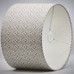 Ikat Grey Geo Lampshade Table Floor Lamp/Ceiling Pendant Small Medium Large 15cm 20cm 25cm 30cm 35cm 40cm Fabric Drum Light Shade - thumbnail 3