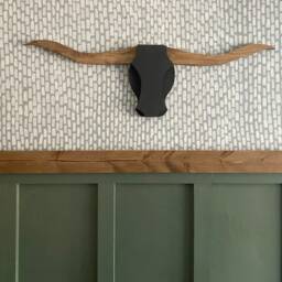 Bull/Highland Cow Wall Art Wooden Wall Hanging Bust Longhorn Head Mounted Made in UK Reclaimed Wood Sustainable Home Decor - thumbnail 2