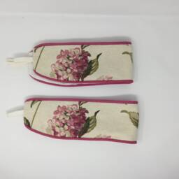 One Pair Handmade Laura Ashley Hydrangea Pink Curtain Tie Backs Piped Cerise - thumbnail 3