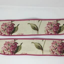 One Pair Handmade Laura Ashley Hydrangea Pink Curtain Tie Backs Piped Cerise - thumbnail 2