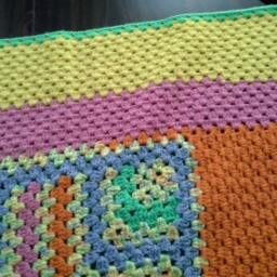 Brightly Colored Off-Set Square & Stripes Blanket - thumbnail 3