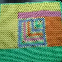 Brightly Colored Off-Set Square & Stripes Blanket - thumbnail 2