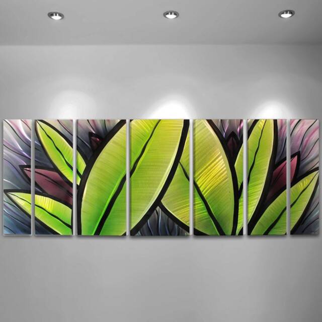 Large Metal Wall Art Tropical Green Leaves Sculpture - image 1