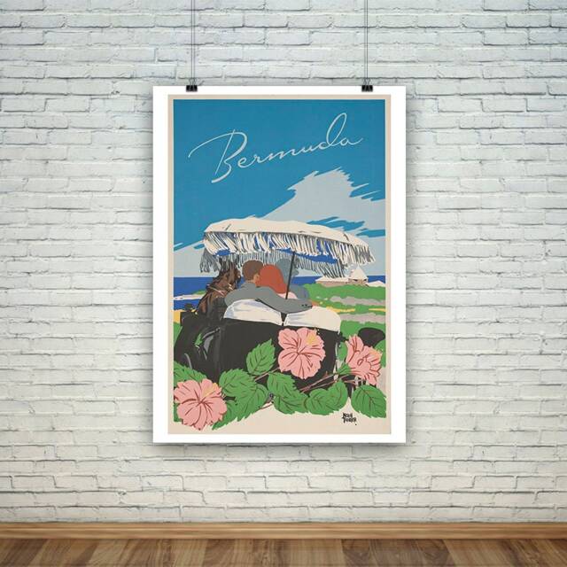 Bermuda Print Caribbean Island Vintage Travel Poster - image 1