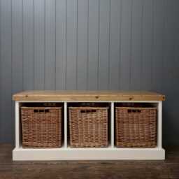 Large Shoe Bench With 3 Single Baskets Seat Rustic Top Different Colours & Sizes Hallway Utility Room Porch Great Our Coat Racks