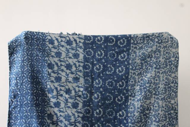 Handwoven Indigo Dhurrie Rug Traditional Indian Block Print - image 1