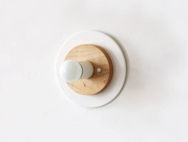 Minimalist White & Maple Flush Mount Fixture Light Entry Hallway Lighting Vanity Sconce Bedside Lamp - image 1