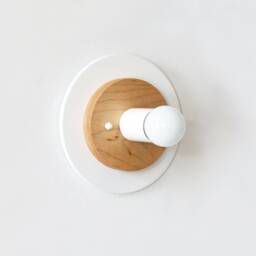 Minimalist White & Maple Flush Mount Fixture Light Entry Hallway Lighting Vanity Sconce Bedside Lamp - thumbnail 3