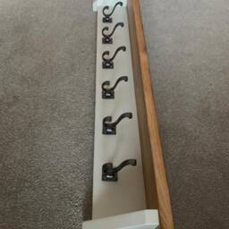 Shoe Bench & Coat Rack Set Handmade Wooden Rustic Painted Boot Mud Room Solid Wood Cast Iron Coat Hooks Hallway Storage Oak Pine Walnut - thumbnail 3